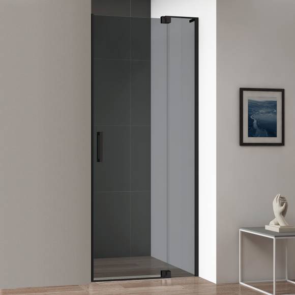Душевая дверь в нишу Cezares Slider B 1 90/100 Grigio Nero профиль черный, стекло серое