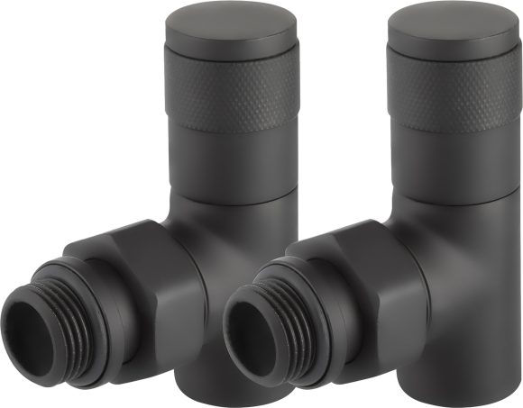 Комплект запорных вентилей Royal Thermo Piano 1/2" М30х1,5 угловые, черный