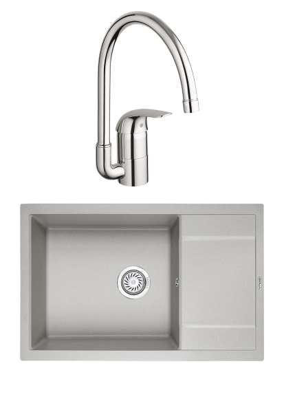 Комплект Мойка Granula 7805, базальт + Смеситель Grohe Euroeco 32752000