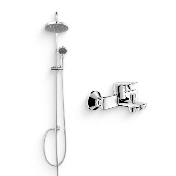 Душевой комплект Смеситель Bravat Rhein F6429564CP-01-ENG + Стойка Fit D283CP-2-RUS