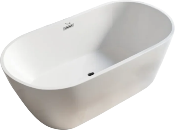 Акриловая ванна Ceruttispa RESIA170II 170x75 см, отдельностоящая, белая, овальная, с каркасом, со сливом-переливом, с донным клапаном