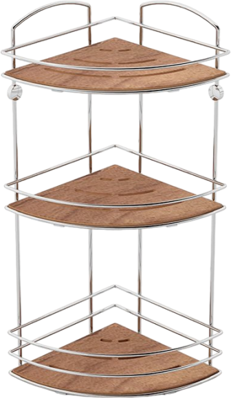 Полка Tekno-tel BK BK075P 3 яруса, угловая, хром, светлое дерево