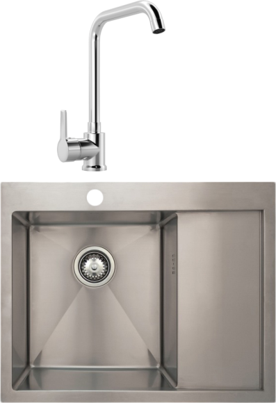 Комплект Мойка Seaman Eco Marino SMB-6351RS.A 63x51, нержавеющая сталь + Смеситель MEGA Ege MG-PL10 глянцевый хром, хром