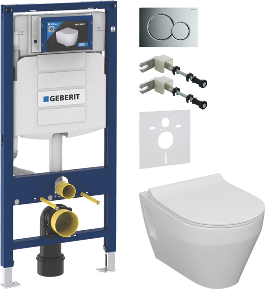Комплект Унитаз подвесной Керамин Бари Slim МЛ CDB00022778 с микролифтом + Звукоизоляция Geberit + Инсталляция Duofix UP 320 111.300.00.5 + Кнопка Sigma 01 115.770.21.5 хром + Крепления 111.815.00.1 к стене