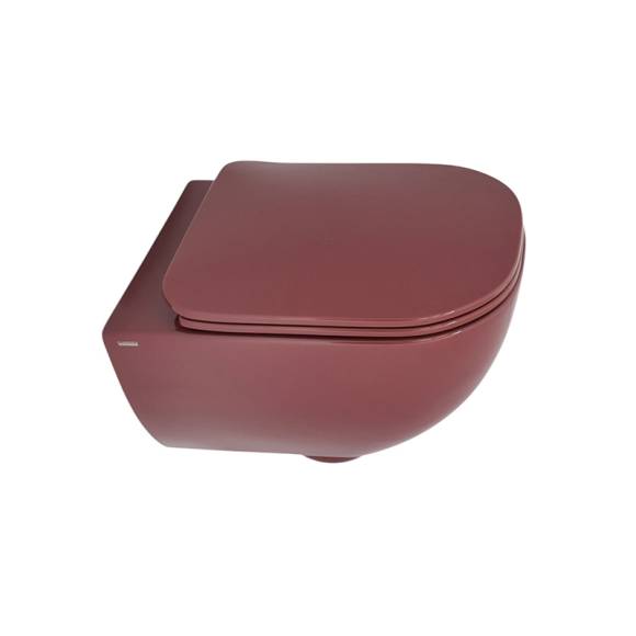 Унитаз подвесной Plumberia Selection Ixo ceramica KIT XO5000MG Slim безободковый, с микролифтом, глянцевый мелограно