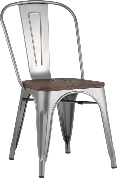 Стул Stool Group Tolix Wood серебристый матовый, темное дерево