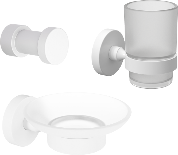 Набор Мыльница DEKOR BANYO Alina White A40 405 05 белая + Стакан + Крючок