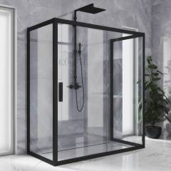 Душевой уголок Kubele DE019 R2U-CLN-BLMT 120х100 см, профиль матовый черный Душевой уголок Kubele DE019 R2U-CLN-BLMT 120х100 см, профиль матовый черный