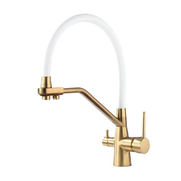 Смеситель для кухни Maretti Eleganza ENG31RGF13, золотой сатин, белый