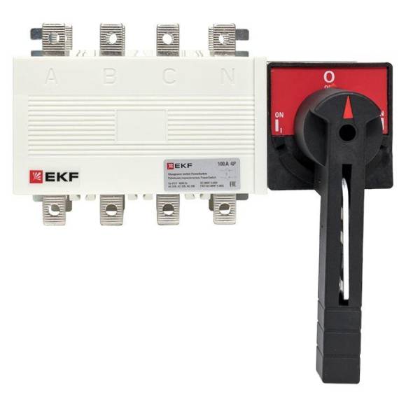 Рубильник-переключатель 4п 100А с рукояткой управления для прямой установки PowerSwitch EKF pscs-100-4 Рубильник-переключатель 4п 100А с рукояткой управления для прямой установки PowerSwitch EKF pscs-100-4