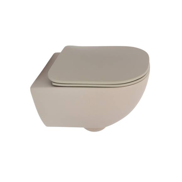 Унитаз подвесной Plumberia Selection Ixo ceramica KIT XO5000TT Slim безободковый, с микролифтом, матовый тортора
