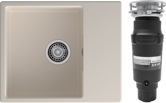 Комплект Мойка GranFest Urban 658L белая + Измельчитель Bone Crusher BC 910-SL-Slim Line