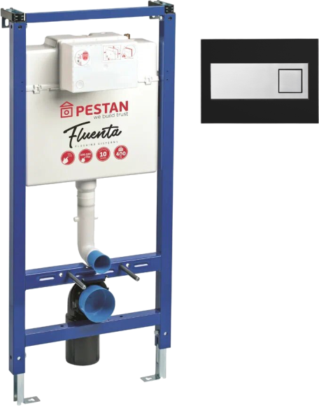 Система инсталляции для унитазов Pestan Fluenta 40006356 + Кнопка смыва Pestan Fluenta Diamond 40006366 черная