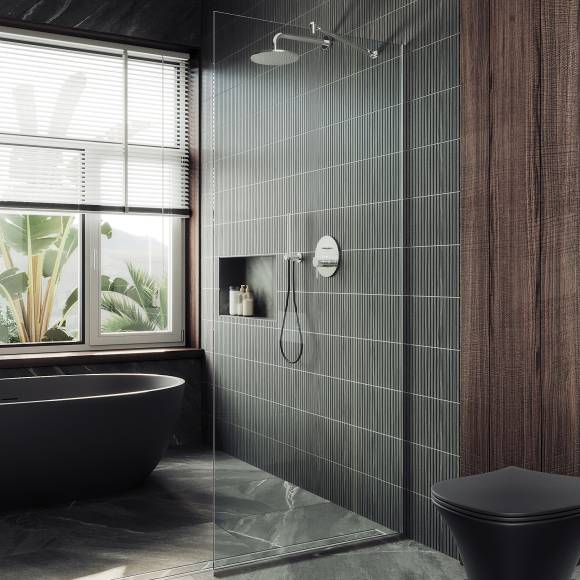Душевая перегородка Maybahglass MGD-695-5у 79 см, профиль хром матовый, стекло прозрачное