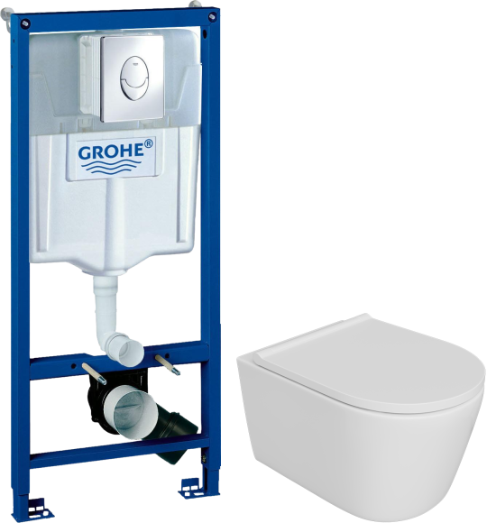Комплект Унитаз подвесной DIWO Архангельск 0800 + Инсталляция Grohe Rapid SL 38721001 3 в 1 с кнопкой смыва