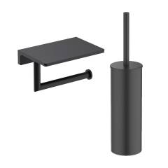 Набор Держатель Timo Saona 13043/03 с полкой для телефона, черный + Ершик 13161/03 черный Набор Держатель Timo Saona 13043/03 с полкой для телефона, черный + Ершик 13161/03 черный