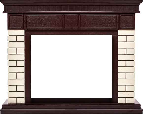 Портал Firelight Bricks 25 камень бежевый, шпон темный дуб