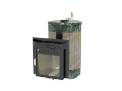 Печь для бани Ферингер ПФ 'До 28 м3' Оптима Окаменевшее дерево перенесенный рисунок + Змеевик