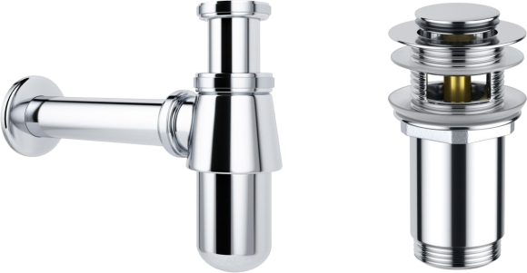 Комплект Wellsee Drainage System 182103001 с донным клапаном с переливом, хром