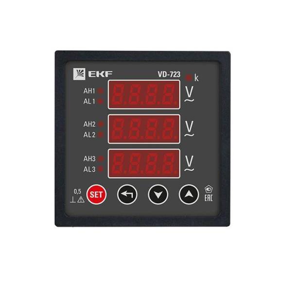 Вольтметр цифровой VD-723 на панель 72х72 трехфазный EKF vd-723 Вольтметр цифровой VD-723 на панель 72х72 трехфазный EKF vd-723