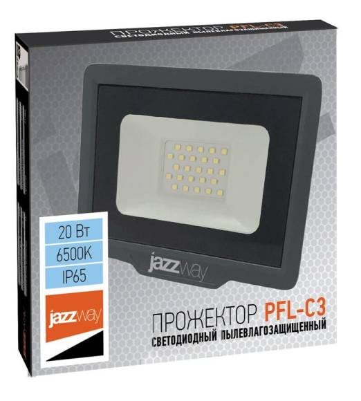 Прожектор светодиодный PFL-C3 20Вт 6500К IP65 закален. прозр. стекло JazzWay 5023543A Прожектор светодиодный PFL-C3 20Вт 6500К IP65 закален. прозр. стекло JazzWay 5023543A