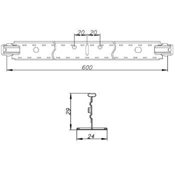 Подвесная система Т-24 Евро Board, 24мм Короткая поперечная направляющая Подвесная система Т-24 Евро Board, 24мм Короткая поперечная направляющая