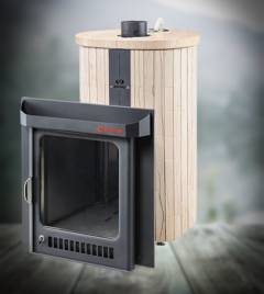 Печь для бани Ферингер ПФ 'До 28 м3' Оптима Окаменевшее дерево наборный