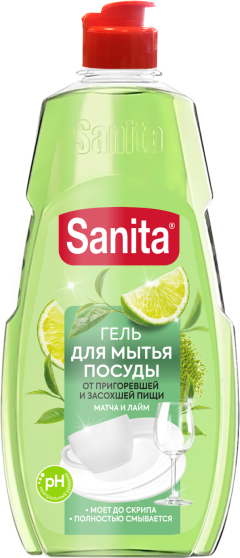 Средство для мытья посуды SANITA матча и лайм, 450 мл