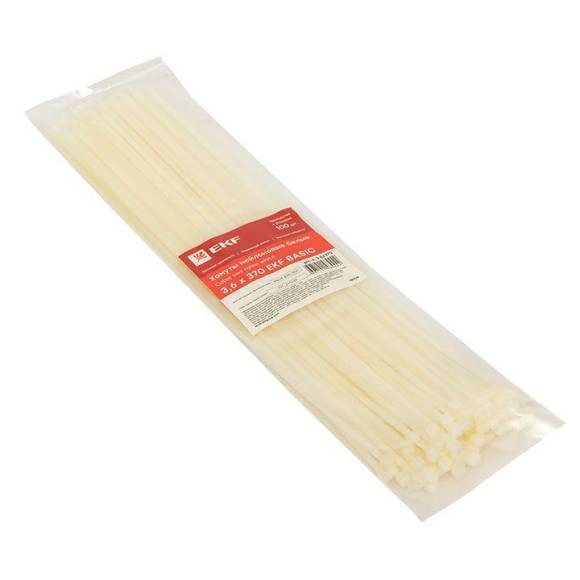 Хомут кабельный 3.6х370 нейл. бел. (уп.100шт) EKF plc-c-3.6x370 Хомут кабельный 3.6х370 нейл. бел. (уп.100шт) EKF plc-c-3.6x370