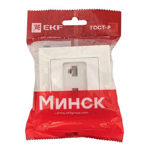 Розетка компьютерная 2-м СП Минск RJ45 бел. EKF ERK02-035-10 Розетка компьютерная 2-м СП Минск RJ45 бел. EKF ERK02-035-10
