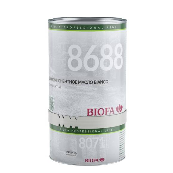 8688/8071 BIANCO промышленное двухкомпонентное масло для светлых пород древесины 0,375/0,09 л.   