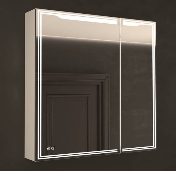 Зеркало-шкаф Art&Max Merano L 80х80 белое, с LED-подсветкой, 6000К