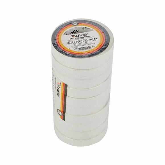 Изолента ПВХ 0.13х15мм 20м бел. Kranz KR-09-2601 Изолента ПВХ 0.13х15мм 20м бел. Kranz KR-09-2601