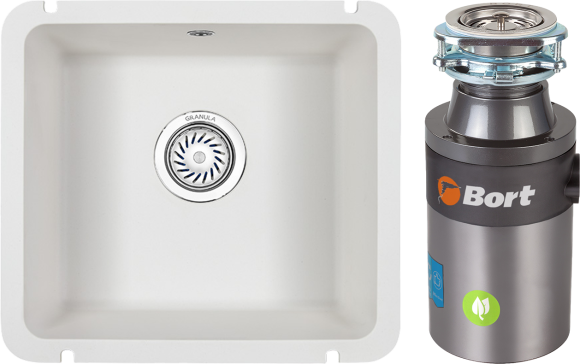 Комплект Мойка Granula 3601, арктик + Измельчитель Bort Titan 4000 Plus