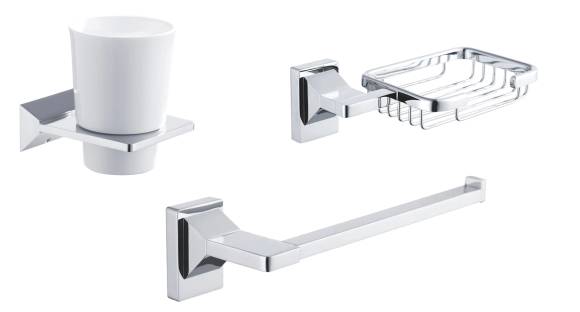 Стакан Rose RG16 RG1612 хром + Мыльница Rose RG16 RG1604 хром + Полотенцедержатель Rose RG1606 хром