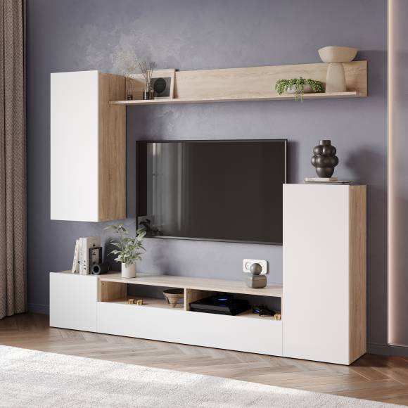 Стенка в гостиную DIWO Коломна 213, белая, дуб сонома, MG-1046643