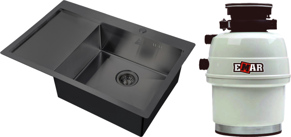 Комплект Мойка Steel Hammer SH 7851-R GRAFIT графит + Измельчитель Emar