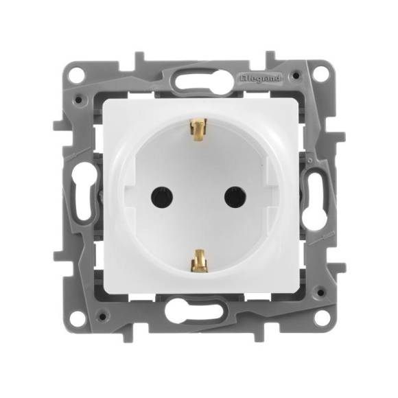 Розетка 1-м СП Etika 16А IP20 250В 2P+E с заземл. немецк. стандарт винтов. клеммы механизм бел. Leg 672221 Розетка 1-м СП Etika 16А IP20 250В 2P+E с заземл. немецк. стандарт винтов. клеммы механизм бел. Leg 672221