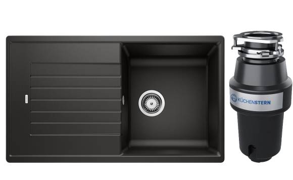 Комплект Мойка Blanco Zia 5S 526016 черная + Измельчитель KUCHENSTERN Muhle