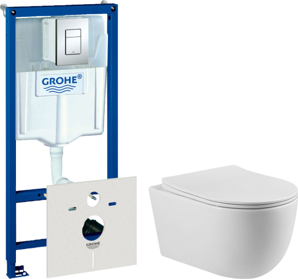 Комплект Унитаз подвесной Vincea Evo VT1-34S + Инсталляция Grohe Rapid SL 38772001 3 в 1 с кнопкой смыва + Шумоизоляция 37131000