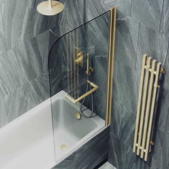Шторка на ванну Maybahglass MGV-788-3 80x140, профиль золото, стекло прозрачное Шторка на ванну Maybahglass MGV-788-3 80x140, профиль золото, стекло прозрачное