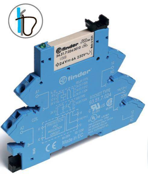 Реле электромеханическое 1CO 6А 24В DC IP20 FINDER 386170240050 Реле электромеханическое 1CO 6А 24В DC IP20 FINDER 386170240050