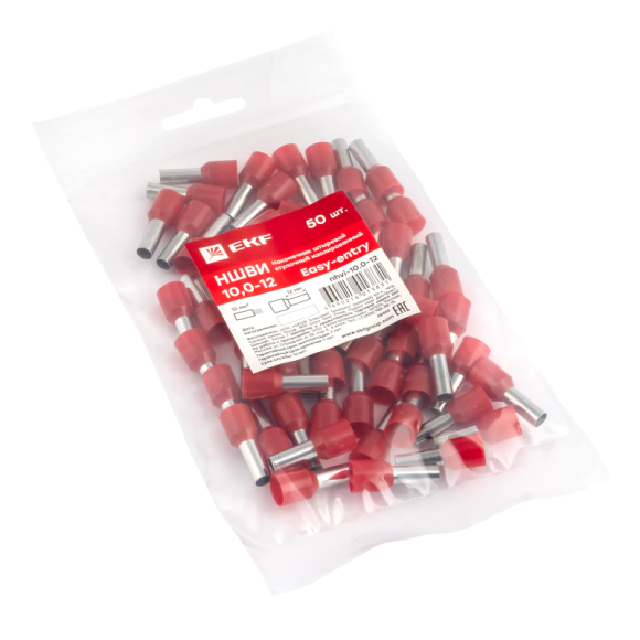 Наконечник штыревой втулочный изол. НШвИ 10.0-12 (уп.50шт) EKF nhvi-10.0-12 Наконечник штыревой втулочный изол. НШвИ 10.0-12 (уп.50шт) EKF nhvi-10.0-12