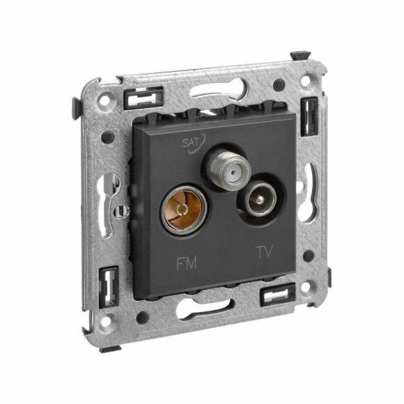 Розетка телевизионная TV/FM/SAT СП Avanti "Черный матовый" DKC 4412533 Розетка телевизионная TV/FM/SAT СП Avanti "Черный матовый" DKC 4412533