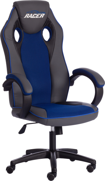 Игровое кресло TetChair Racer GT new кожзам металлик 36, ткань синяя 10