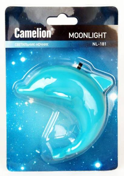 Светильник светодиодный NL-181 "Дельфин" 220В ночник с выкл. голуб. Camelion 12537 Светильник светодиодный NL-181 "Дельфин" 220В ночник с выкл. голуб. Camelion 12537