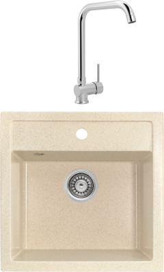 Комплект Мойка Gerhans A11-20 бежевая + Смеситель MEGA Didim MG-CM107 хром Комплект Мойка Gerhans A11-20 бежевая + Смеситель MEGA Didim MG-CM107 хром