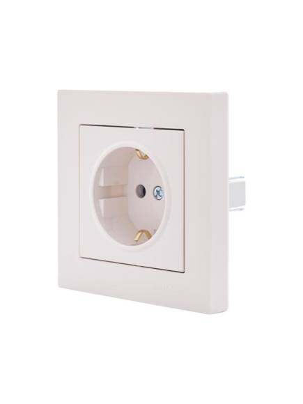 Розетка 1-м СП Vesna с заземл. защ. шторки ПБТ механизм крем. LEZARD 742-0388-124B Розетка 1-м СП Vesna с заземл. защ. шторки ПБТ механизм крем. LEZARD 742-0388-124B