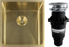 Комплект Мойка Reginox Miami 3,5" PVD 40x40 gold + Измельчитель Bone Crusher BC 810-SL Slim Line