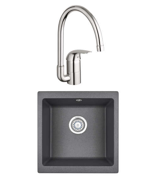 Комплект Мойка Granula 4451, графит + Смеситель Grohe Euroeco 32752000